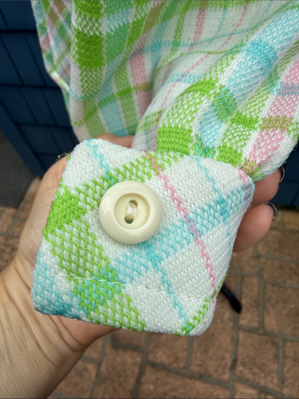 Vintage Pastel Plaid Top, shirt Coat in Green, Blue & Pink medium James Kenrob - Picture 8 of 10